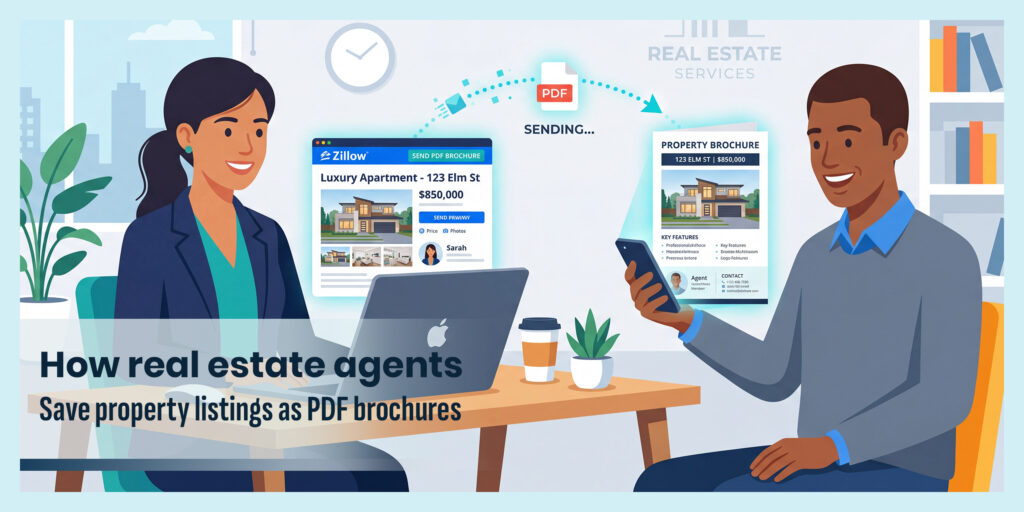 Step-by-step guide to saving property listings as PDF brochures for real estate agents