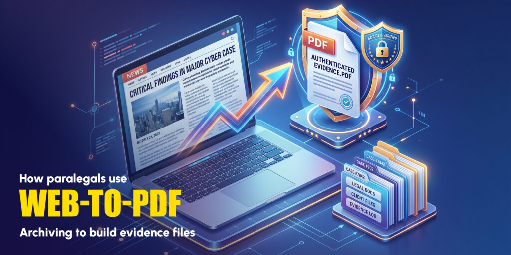 Learn how paralegals use web-to-PDF archiving to preserve online evidence. Replace screenshots with reliable, timestamped PDFs for court-ready cases.