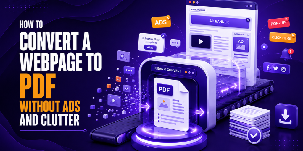 Convert a webpage to PDF without ads, sidebars, headers, or browser clutter