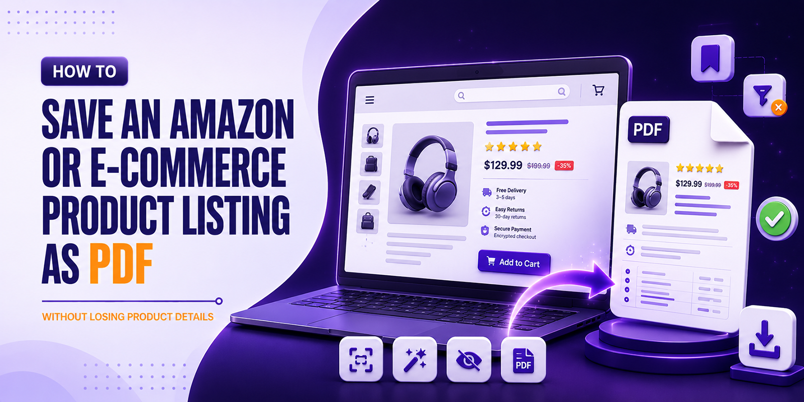Save Amazon and e-commerce product listings as a PDF with prices, images, and specifications
