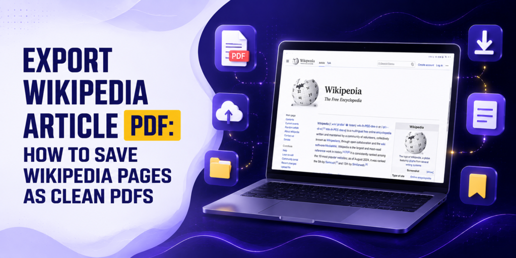 How to export a Wikipedia article as a PDF and save the page for offline reading
