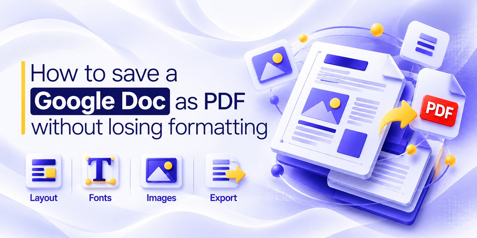 Google Docs document being converted to PDF while preserving formatting, images, tables, and page layout